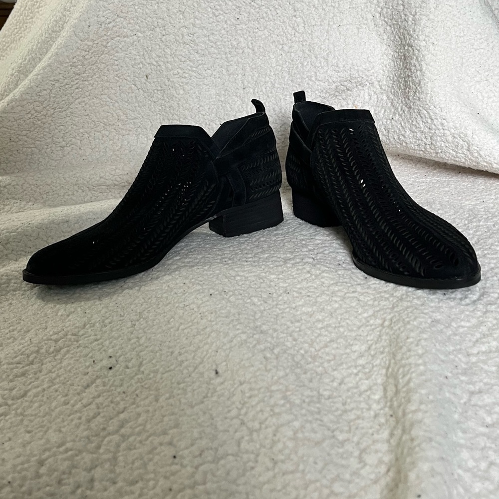 Vince Camuto Black Perforated Ankle Boots